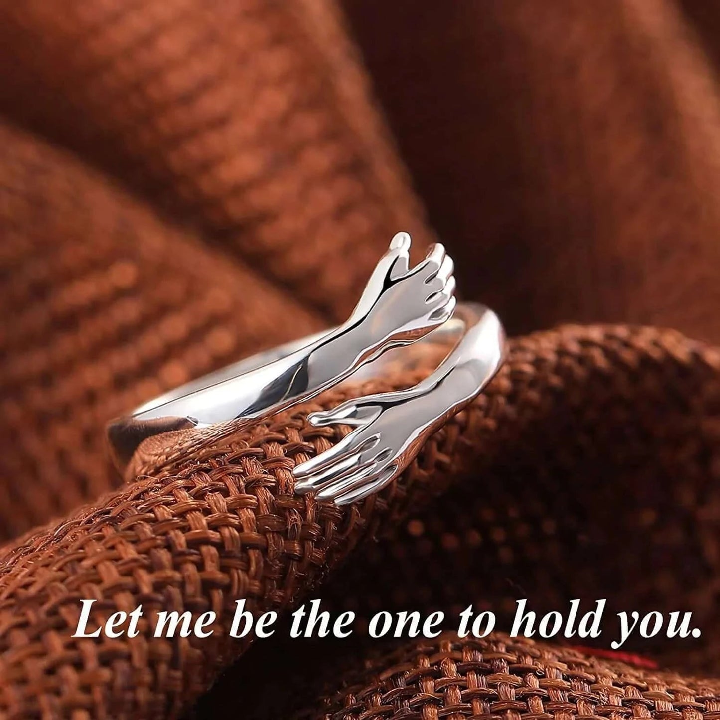 Silver Love Hugging Hand Ring - Pack of 3
