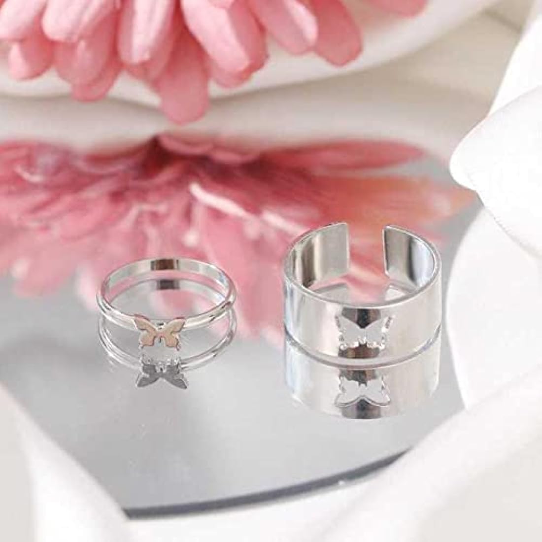 Heart Butterfly Couple Ring