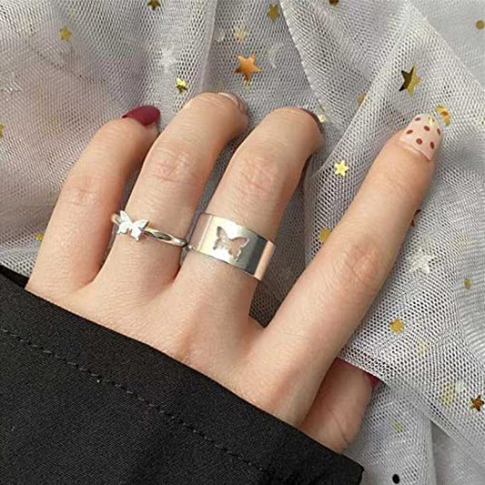Heart Butterfly Couple Ring