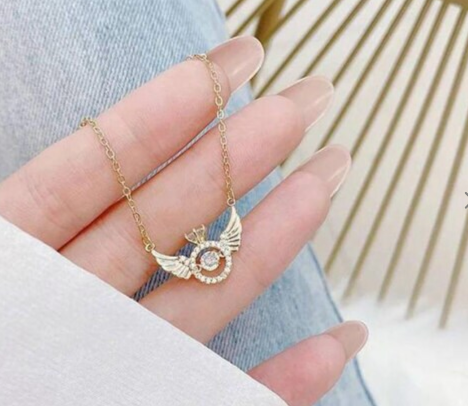 Rose Gold Angel Wings Pendant Chain